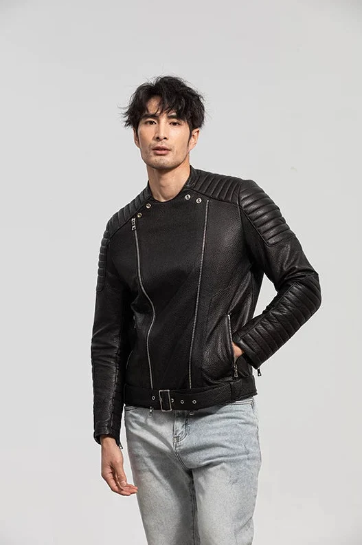 Pebbled Sheepskin Moto Jacket - Image 5