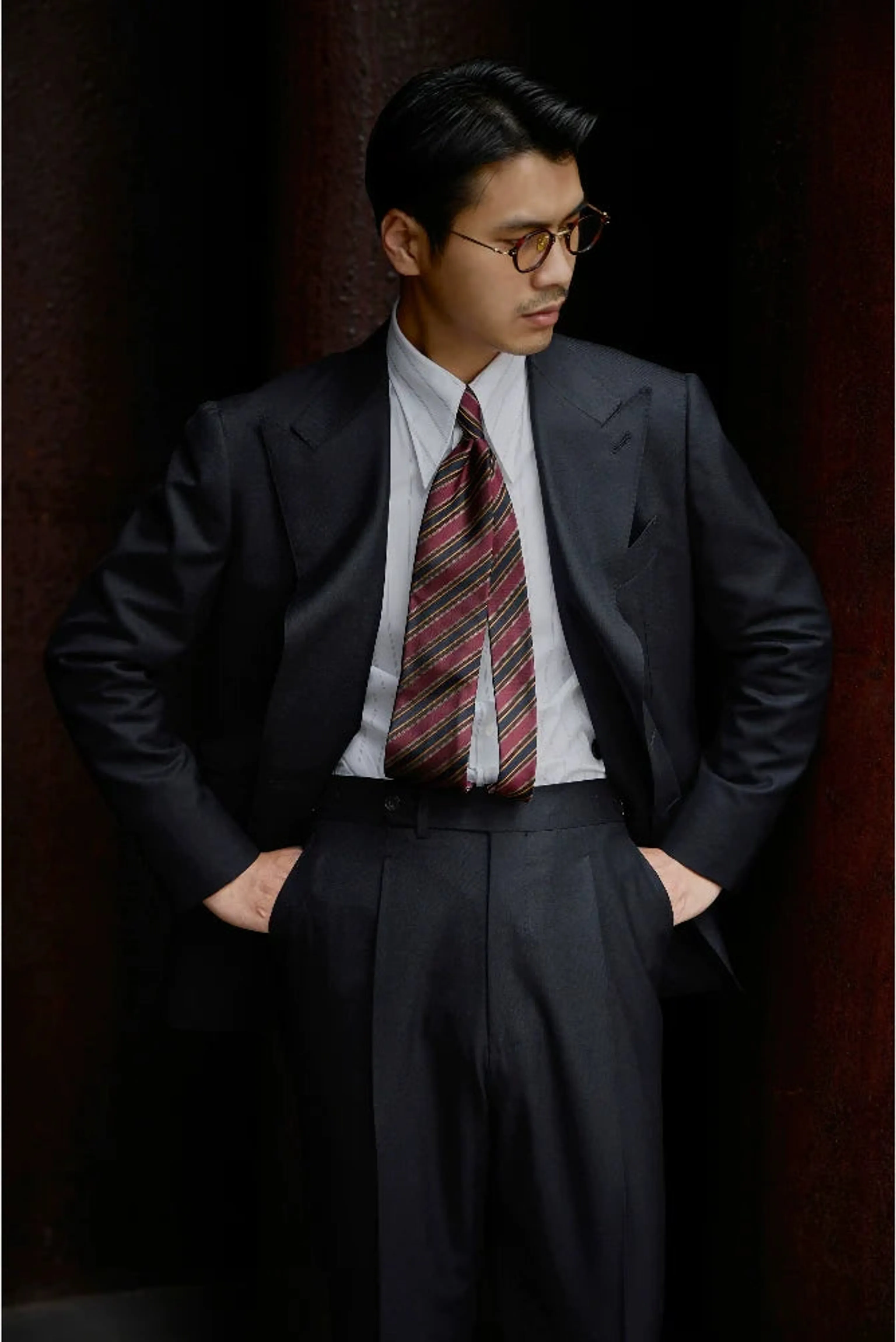 Phantom Blue Double-Breasted Wool-Silk Blazer
