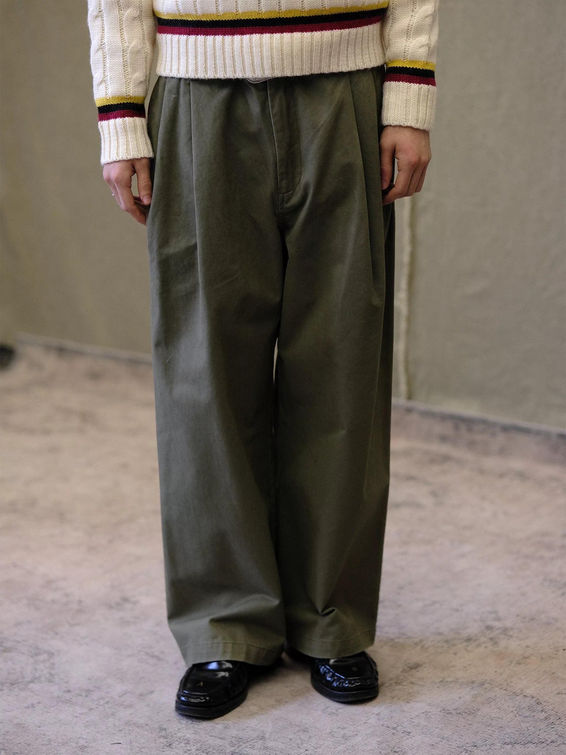 Pima Cotton Wide-Leg Pleated Trousers - Image 2