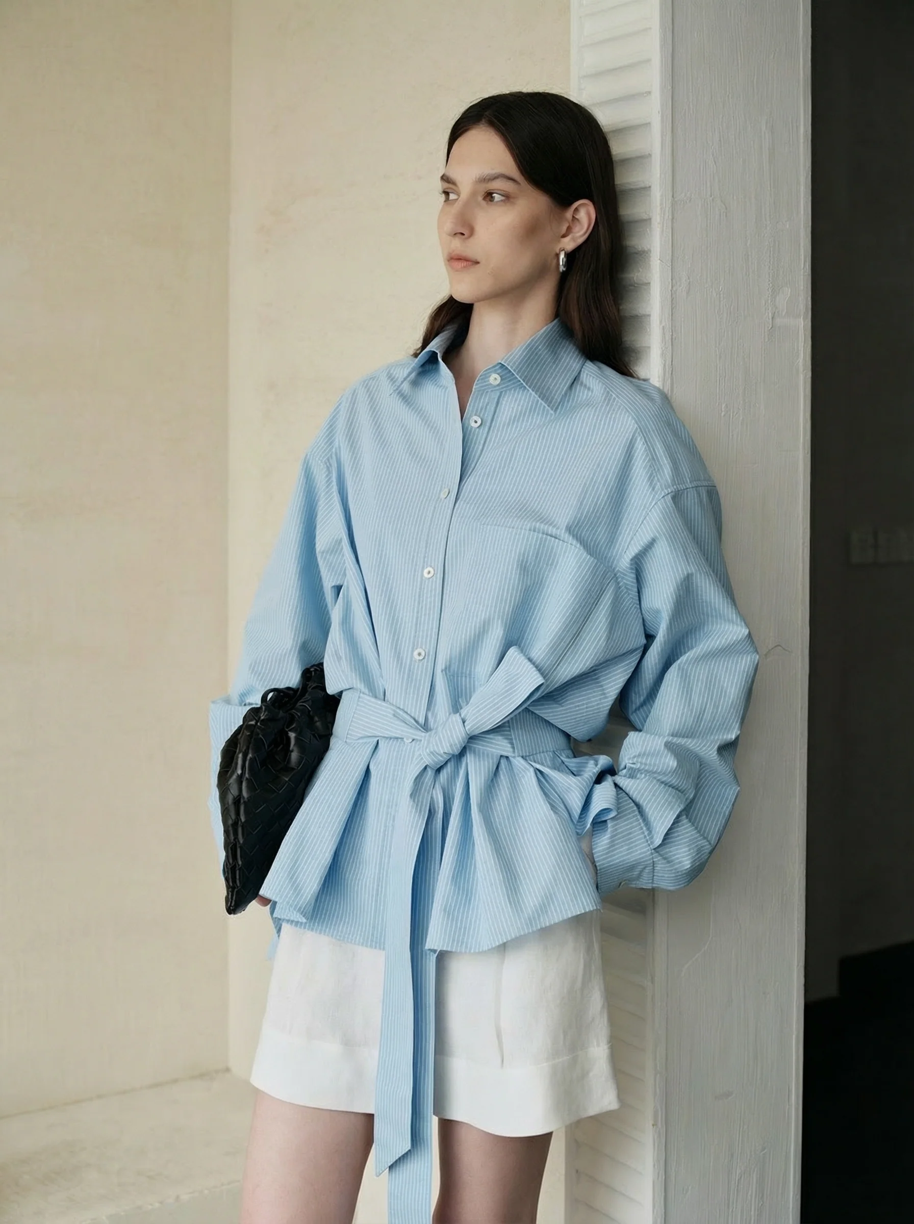 Pinstripe Belted Shirt - Image 4