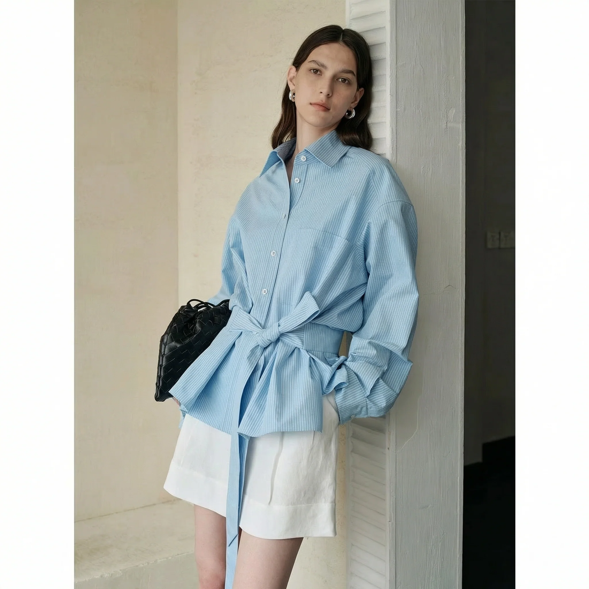 Pinstripe Belted Shirt - Image 5