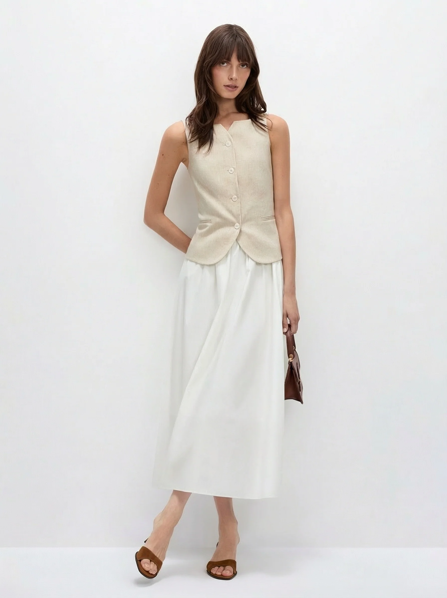 Pinstripe Button Vest