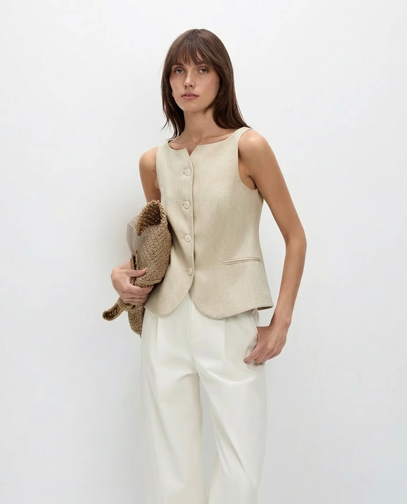 Pinstripe Button Vest - Image 2