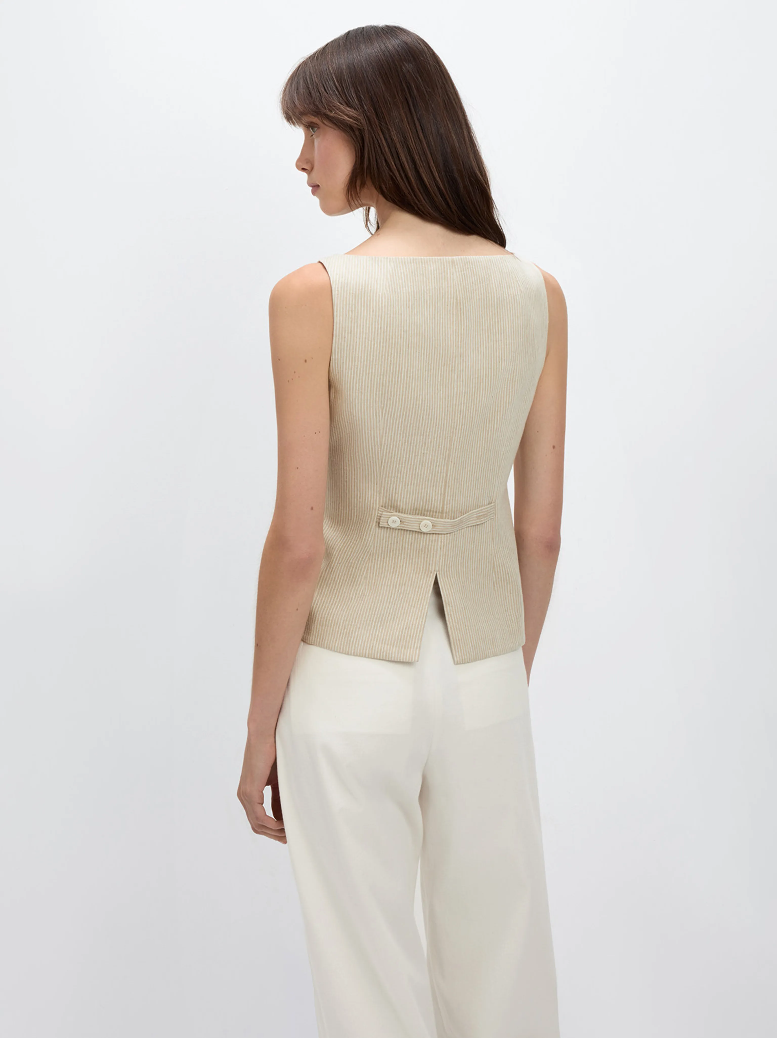 Pinstripe Button Vest - Image 5