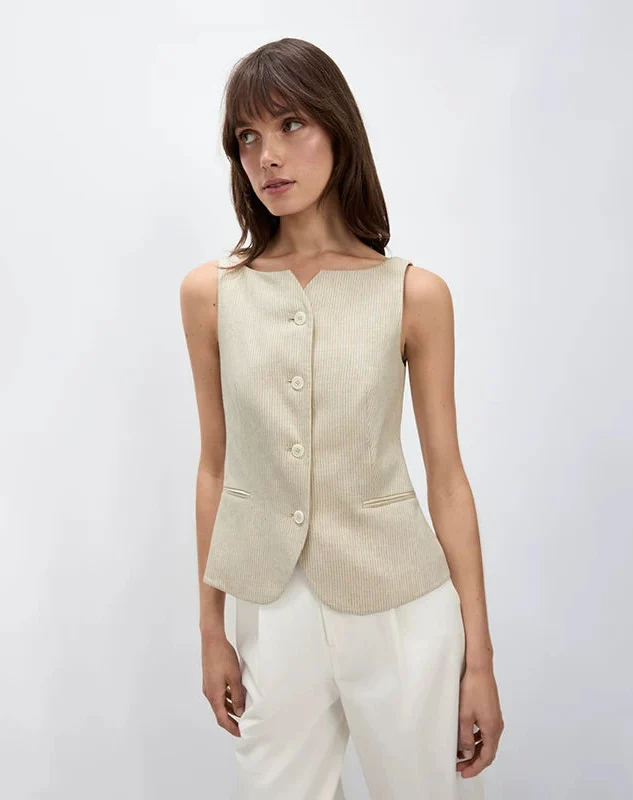 Pinstripe Button Vest - Image 8