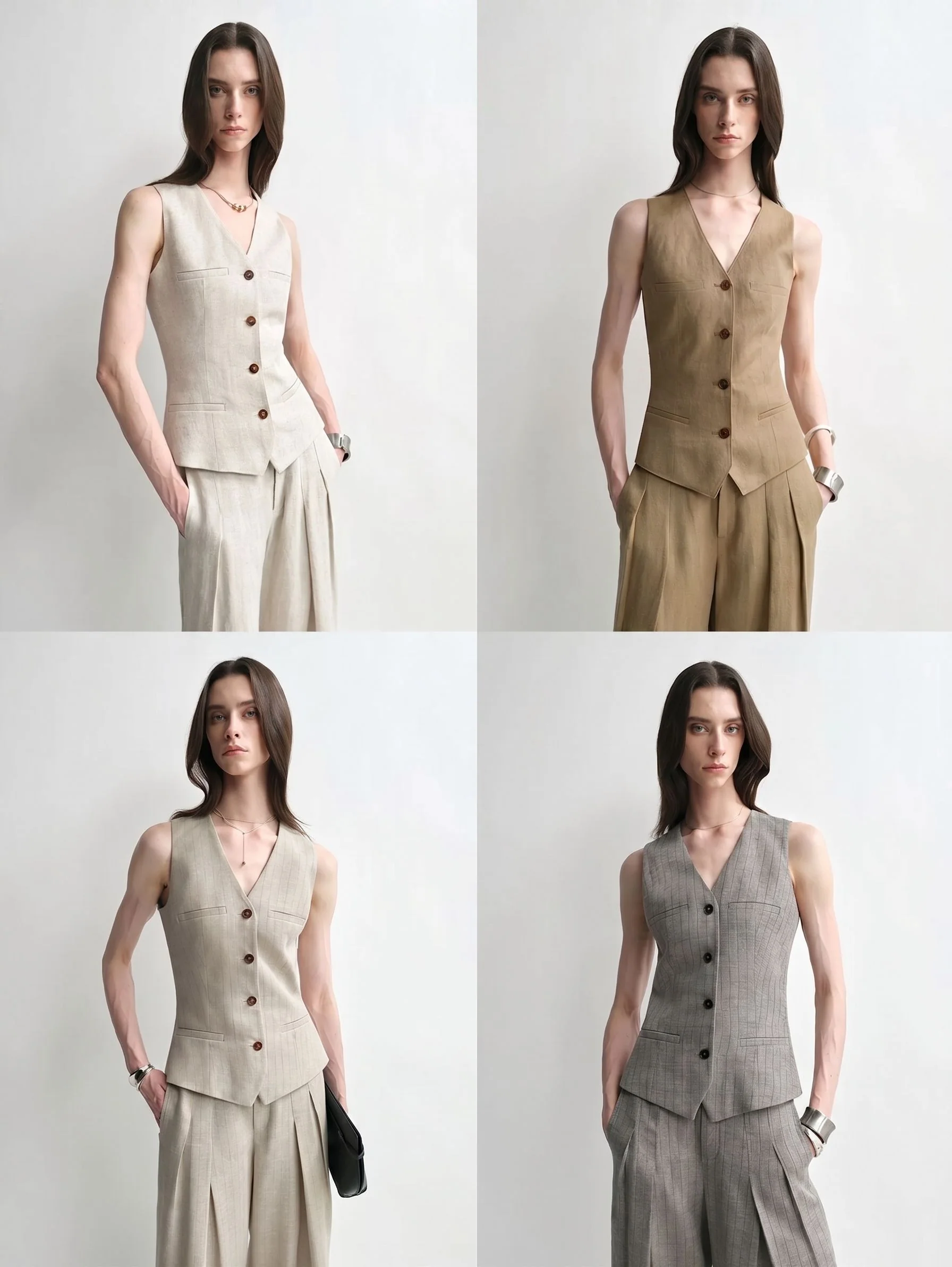 Pinstripe Linen Vest - Image 2