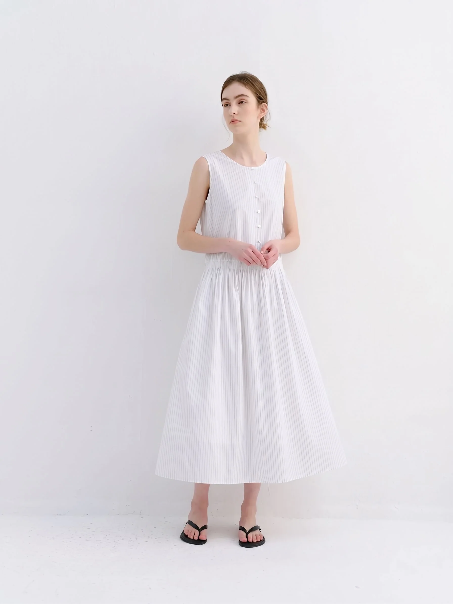 Pinstripe Midi Dress - Image 2