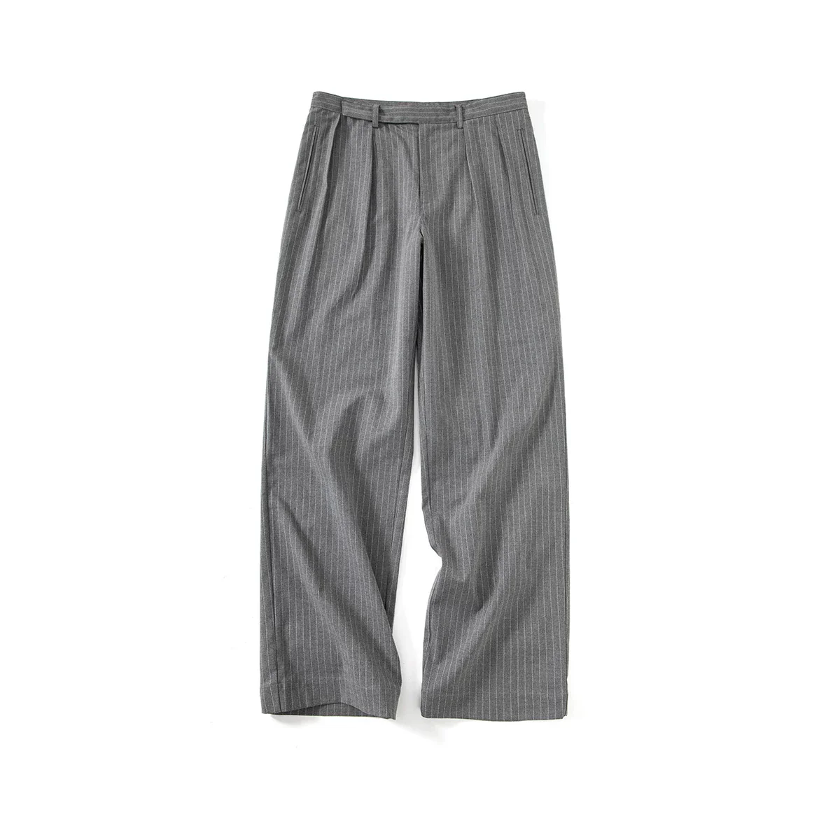 Pinstripe Pleated Trousers - Image 2