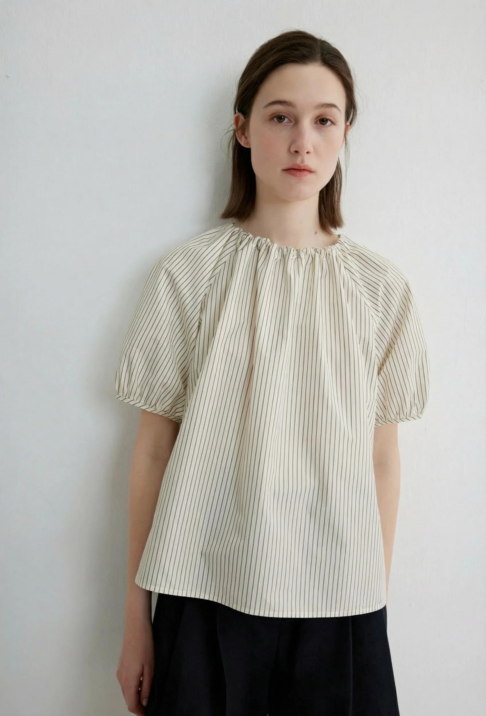 Pinstripe Puff Sleeve Top - Image 6