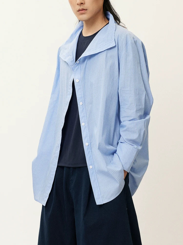Pinstripe Stand-Collar Shirt - Image 5