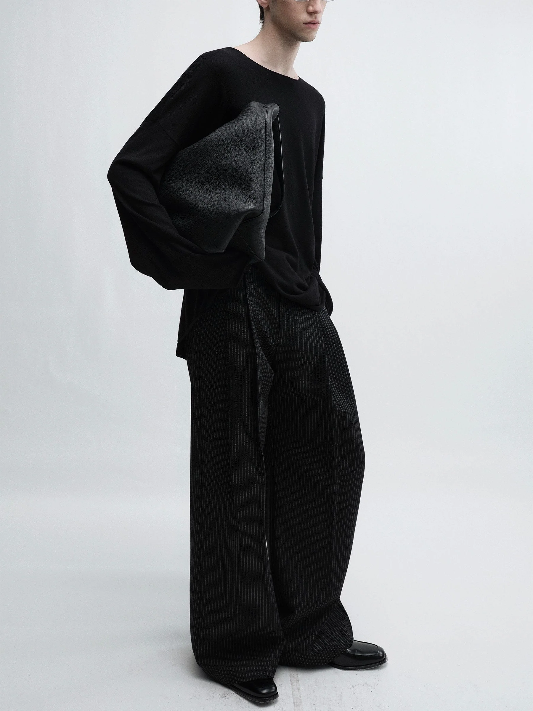 Pinstripe Wide-Leg Trousers - Image 2