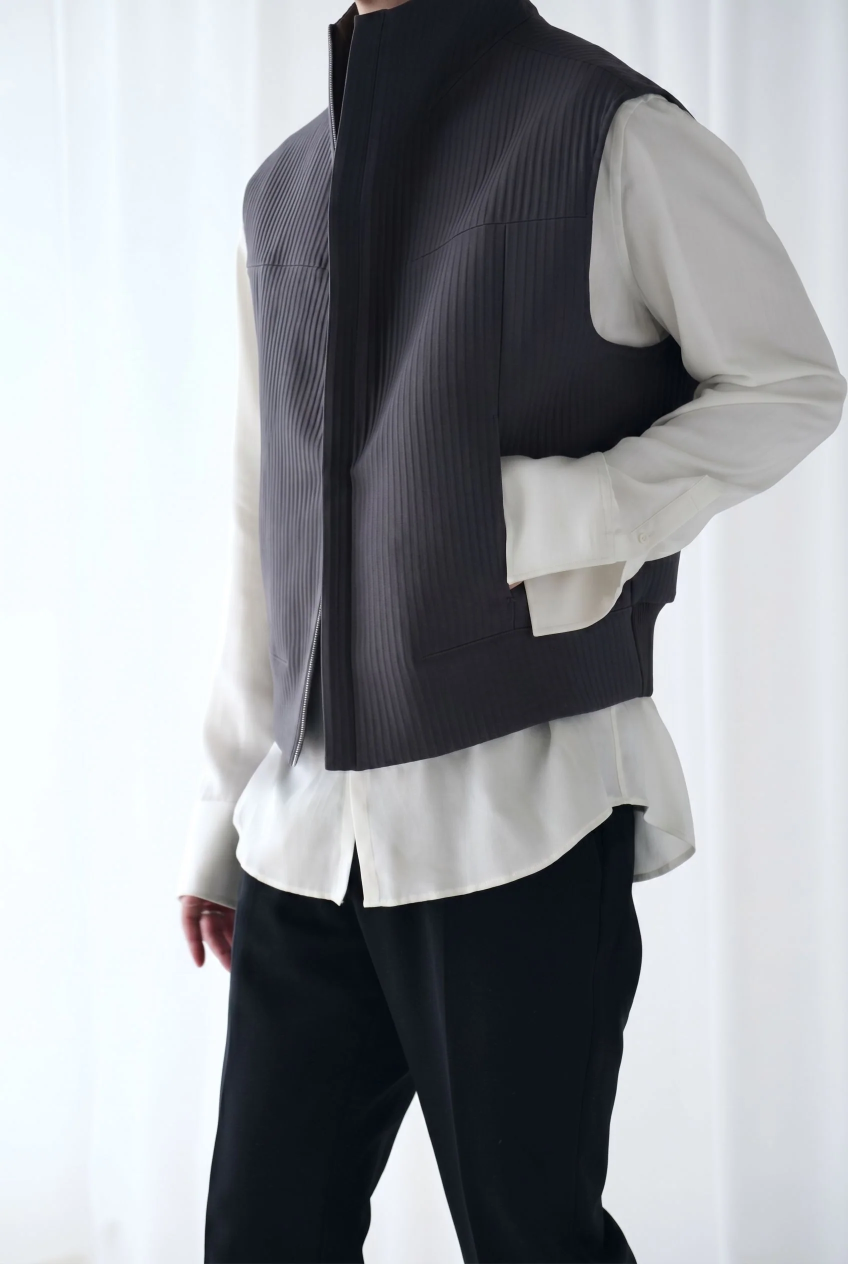 Pinstripe Zip Vest - Image 3