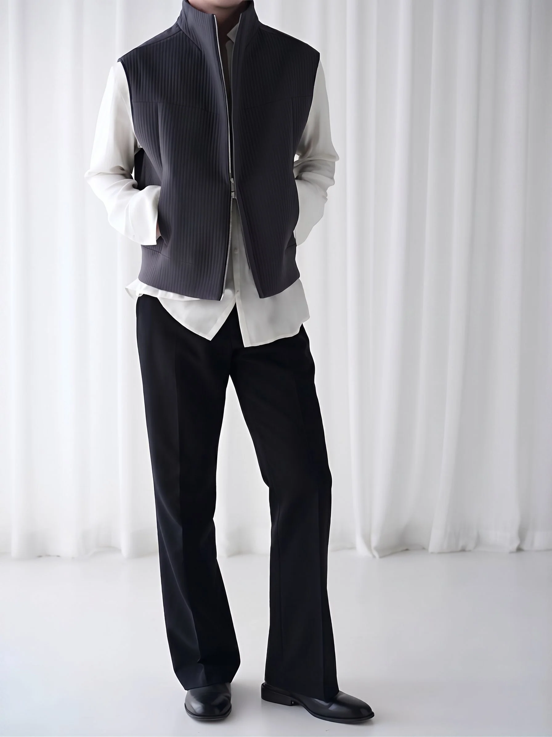 Pinstripe Zip Vest - Image 4