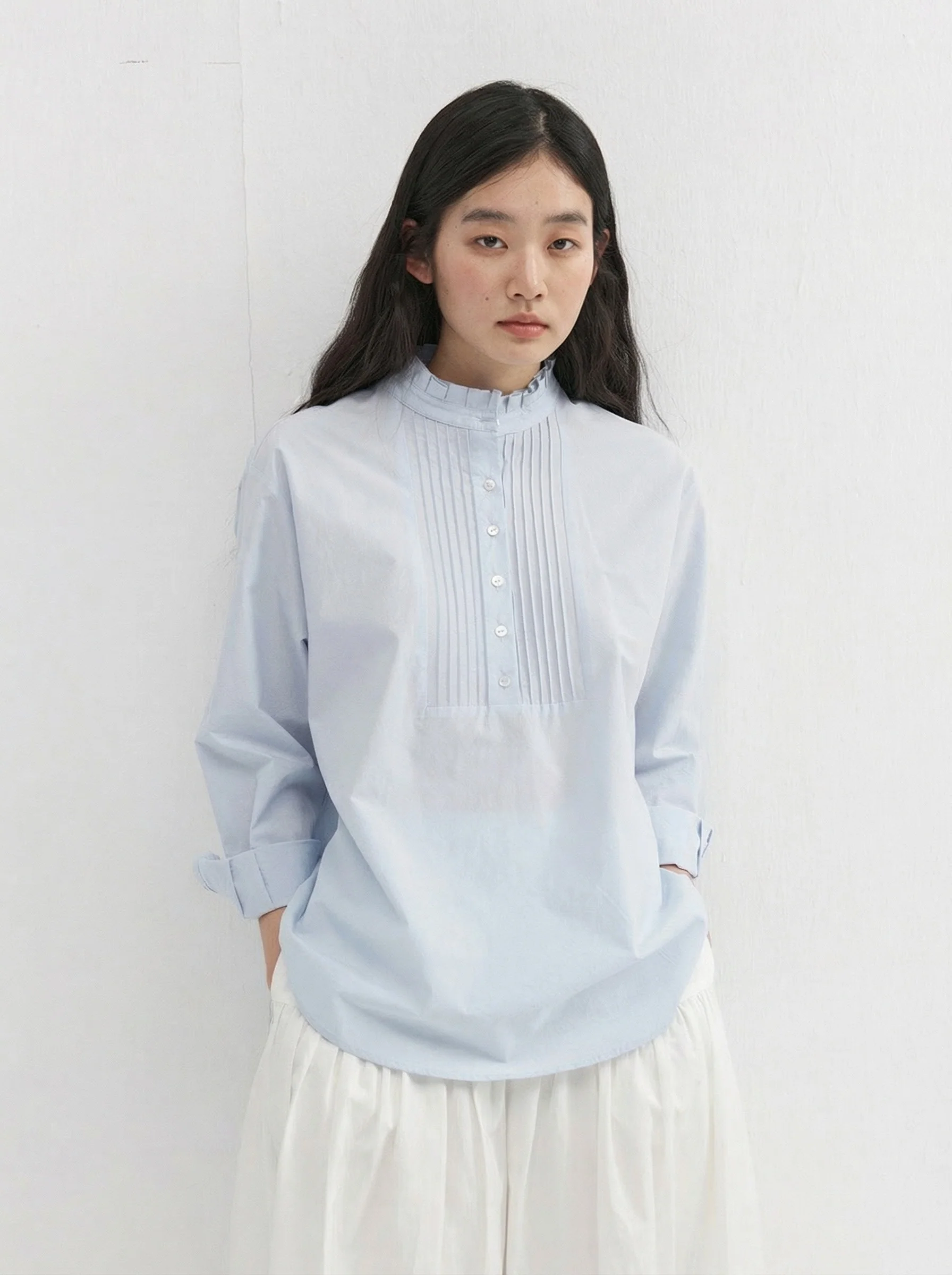 Pintuck Bib Blouse - Image 2