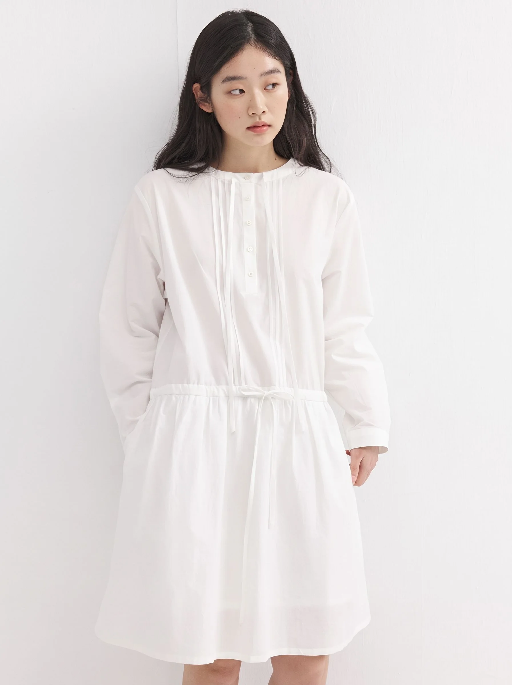 Pintuck Drawstring Dress - Image 2