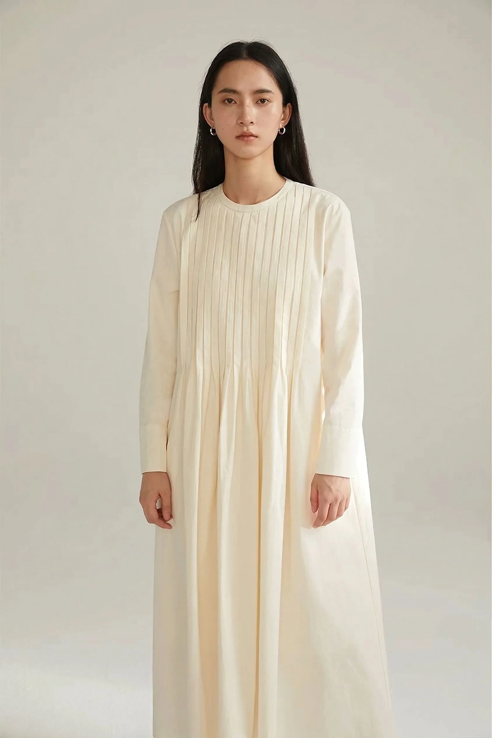 Pintuck Midi Dress
