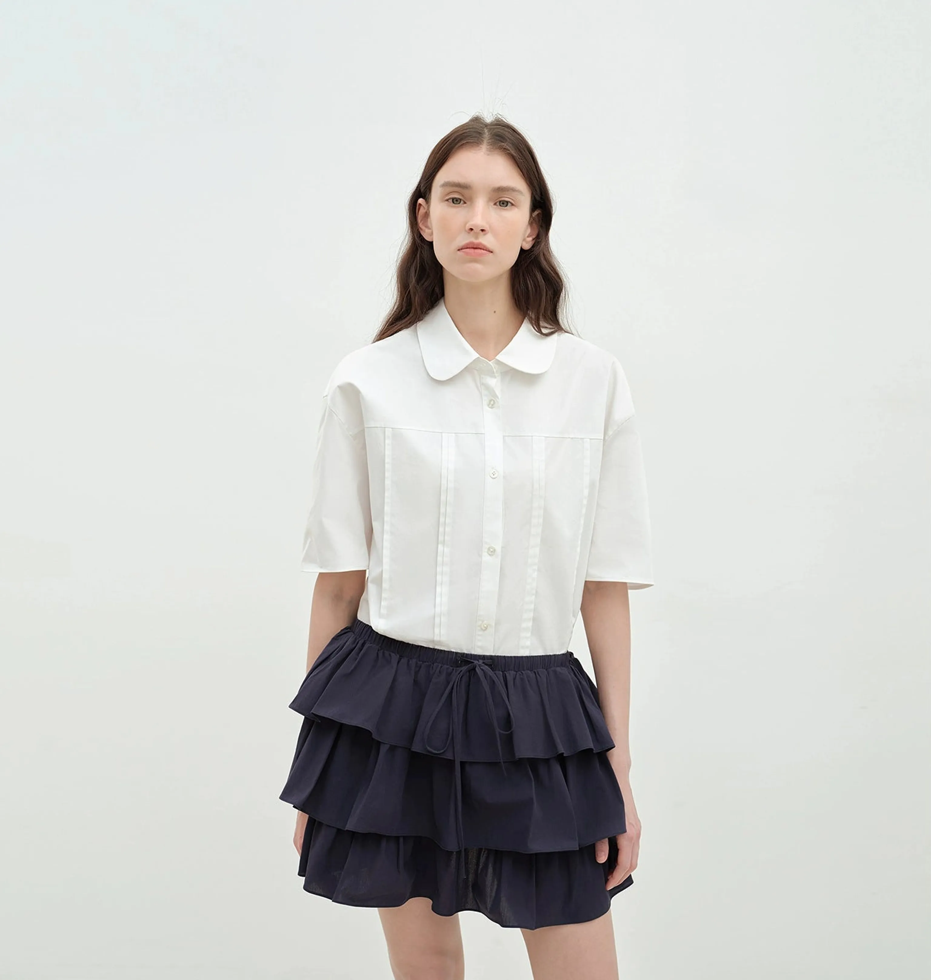 Pintuck Peter Pan Cotton Shirt - Image 6