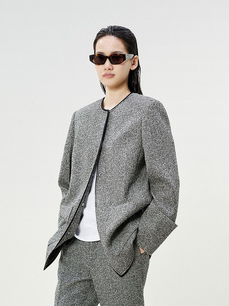 Piped Collarless Jacket - Image 2