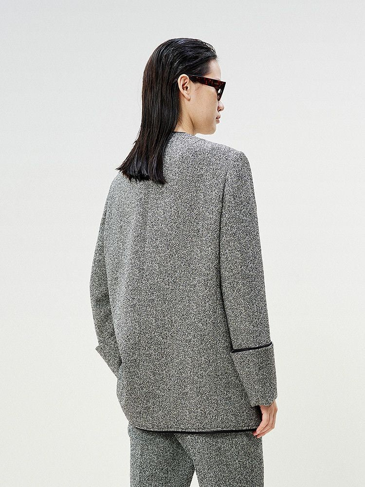 Piped Collarless Jacket - Image 3