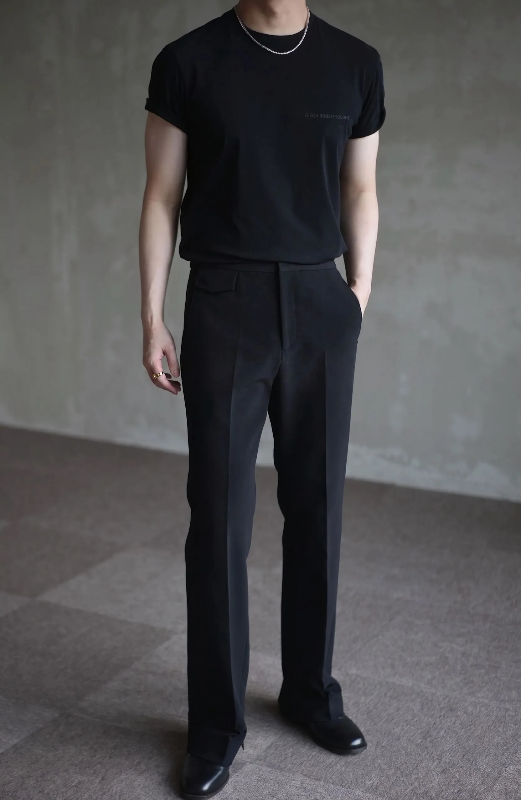 Piped Straight Trousers