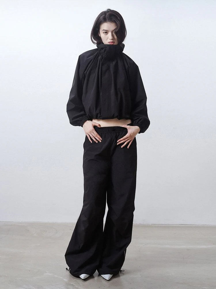 Piped Wide-Leg Pants