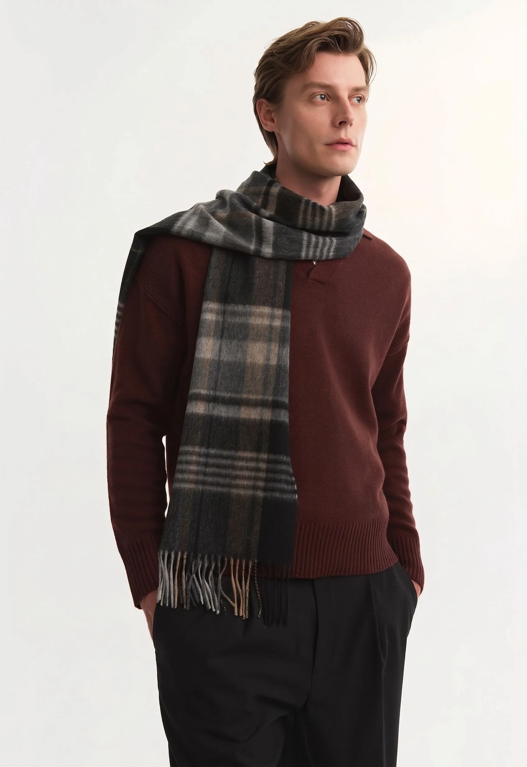 Plaid Fringe Scarf