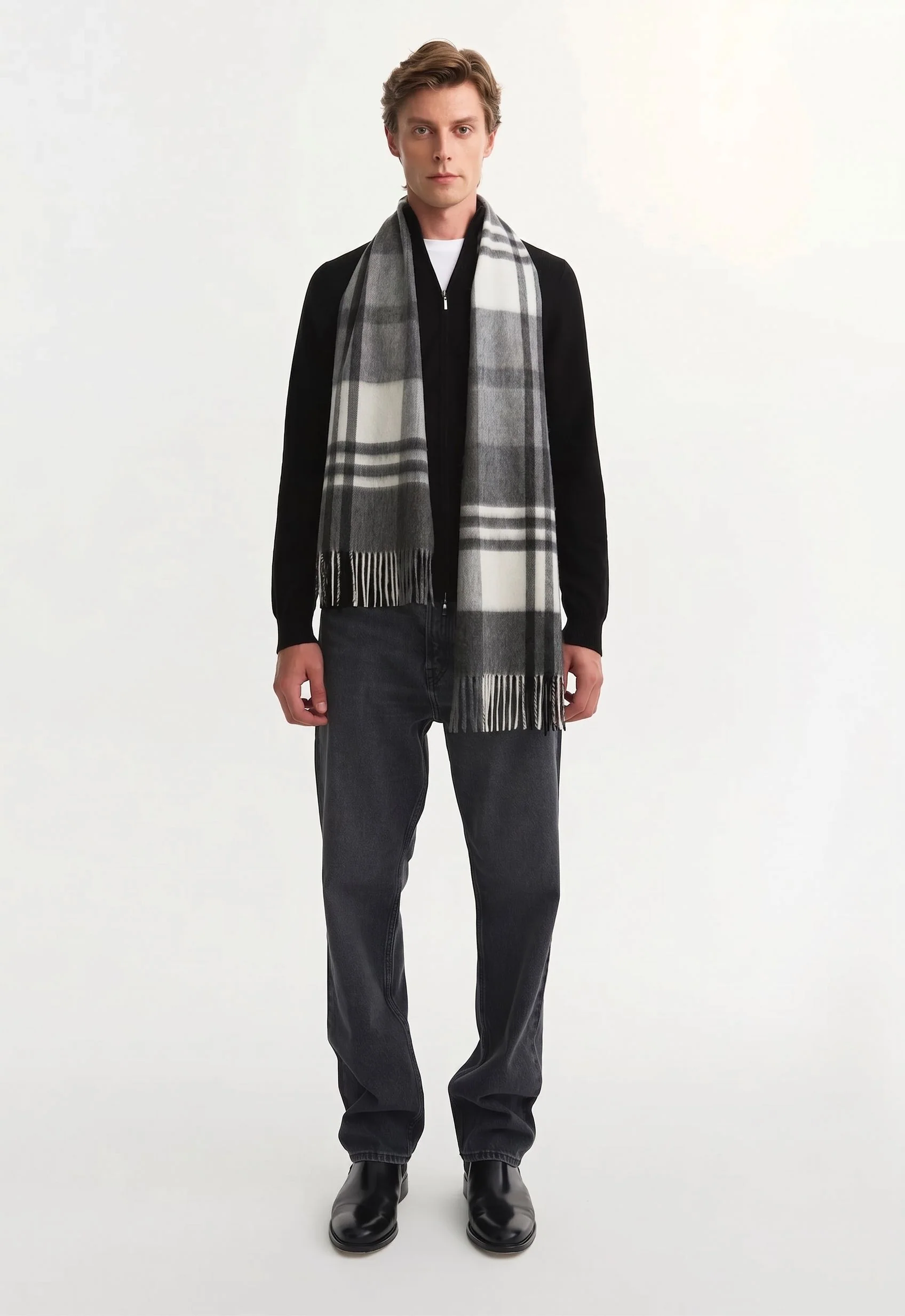 Plaid Fringe Scarf
