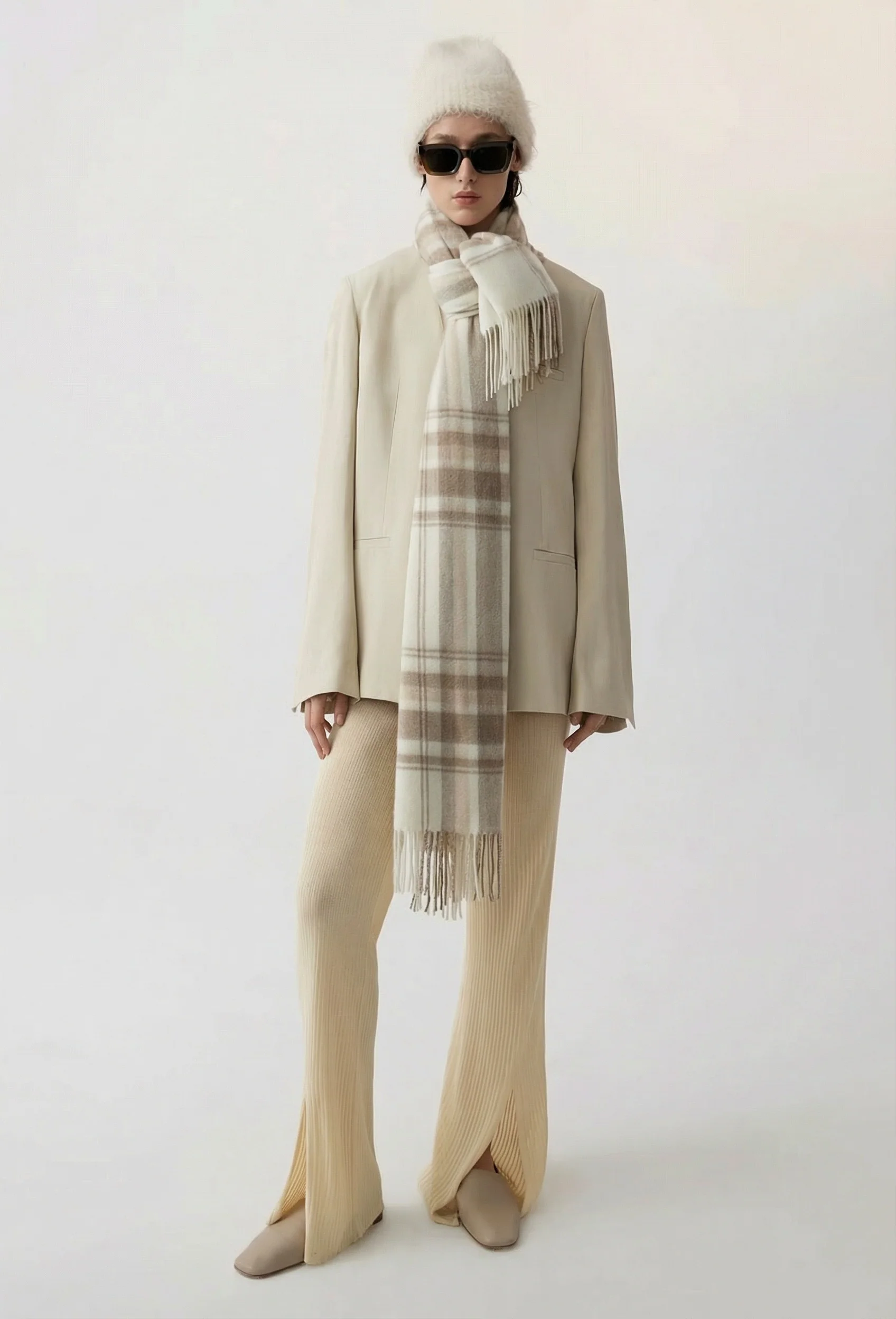 Plaid Fringe Scarf