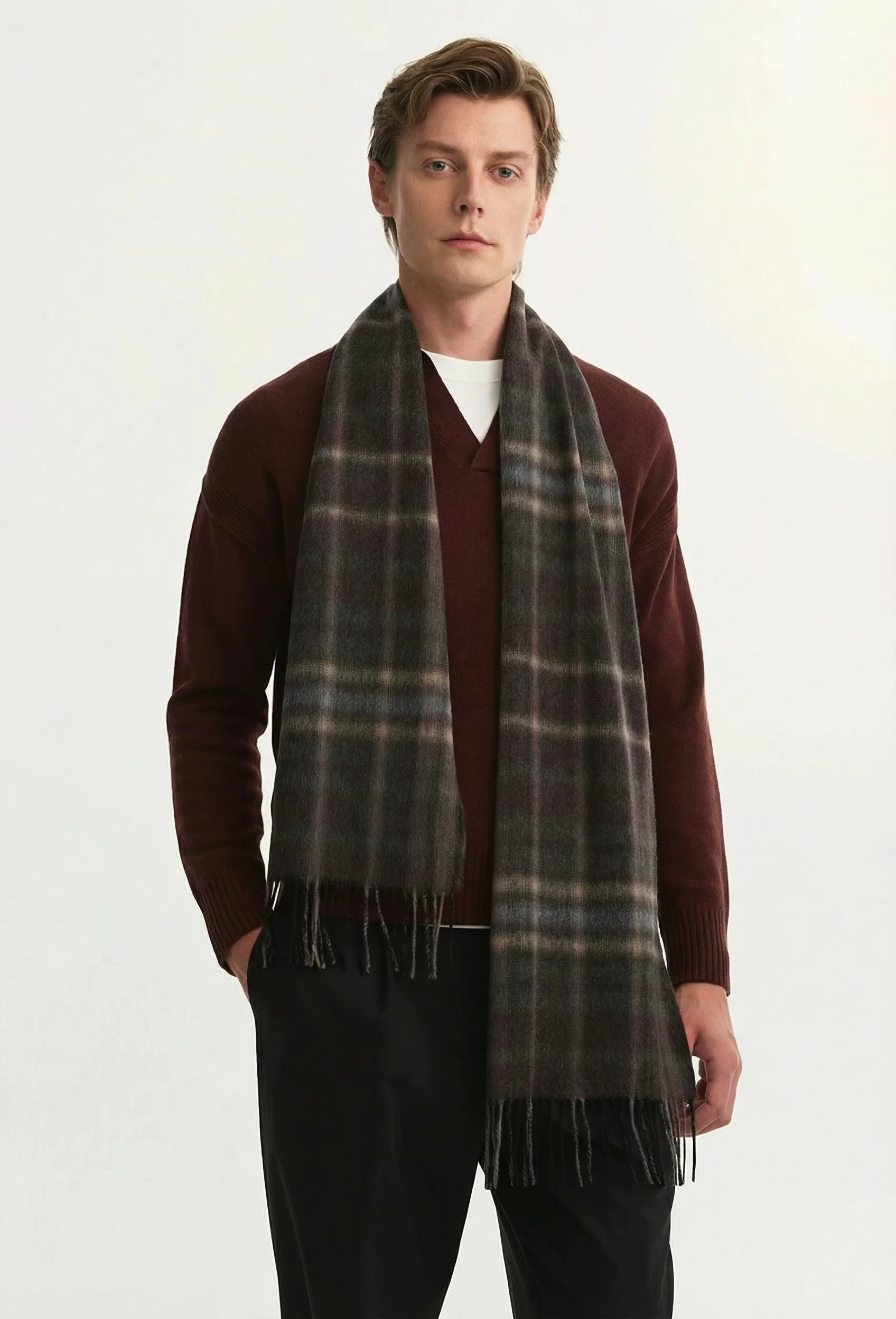 Plaid Fringe Scarf
