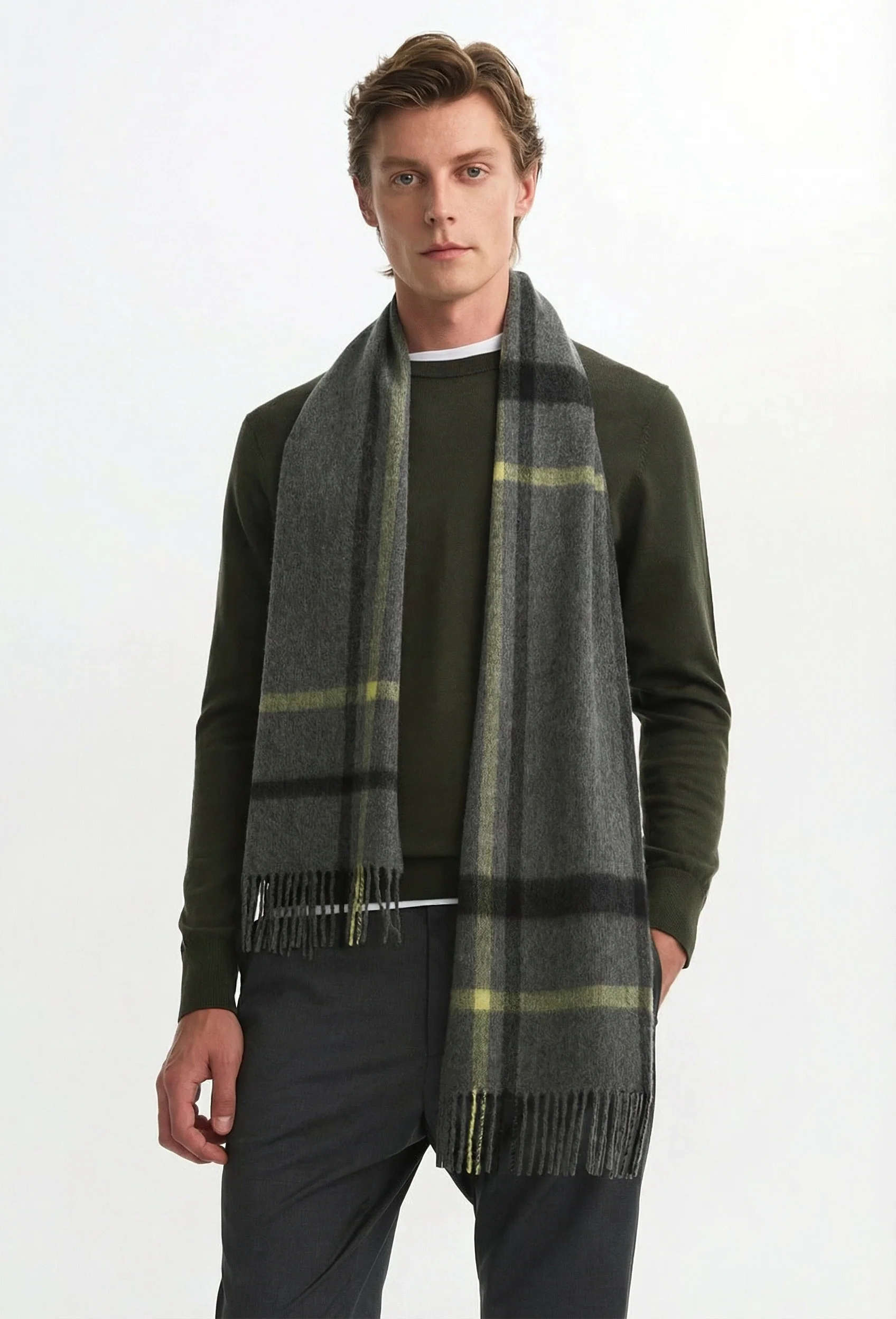 Plaid Fringe Scarf
