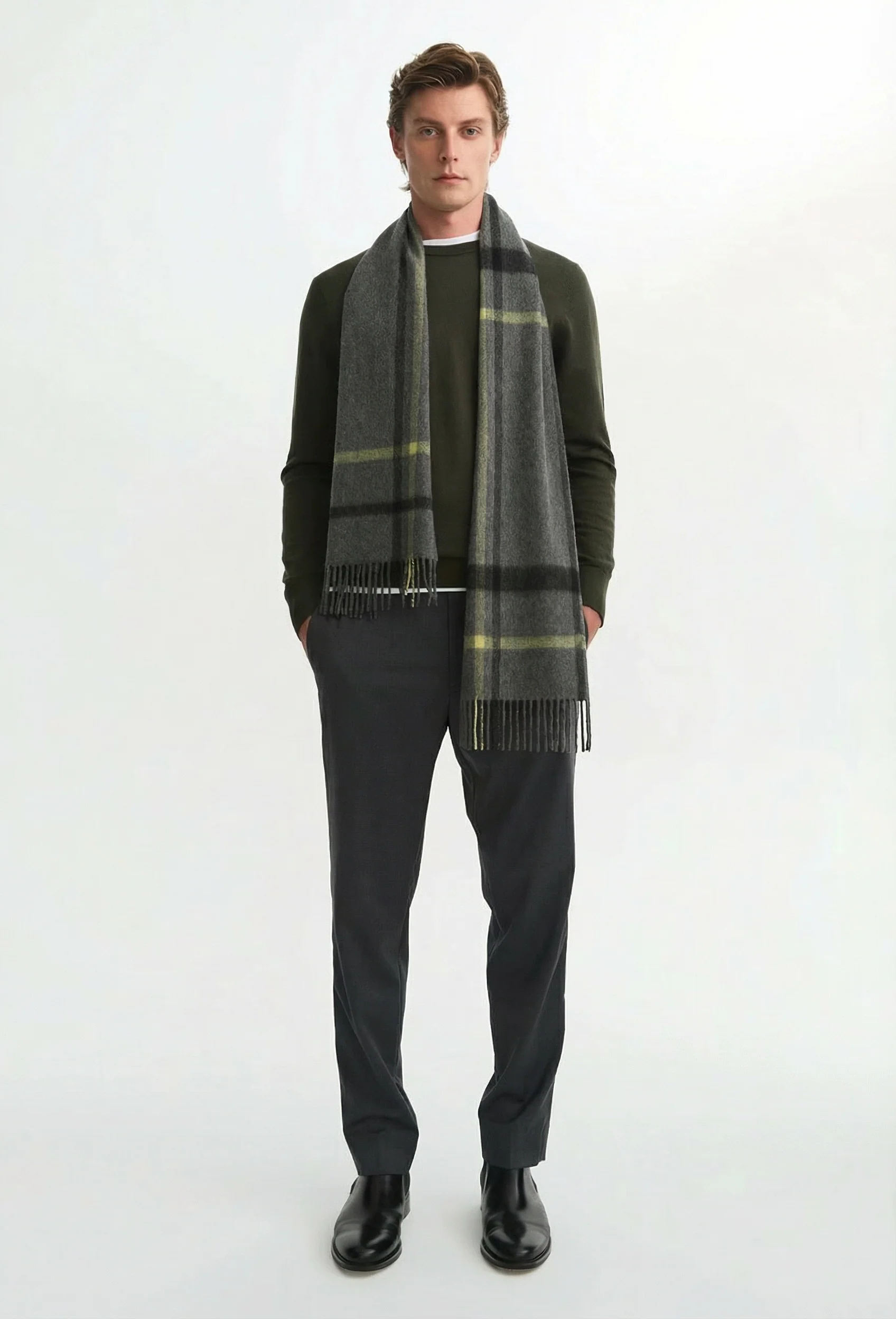 Plaid Fringe Scarf - Image 3
