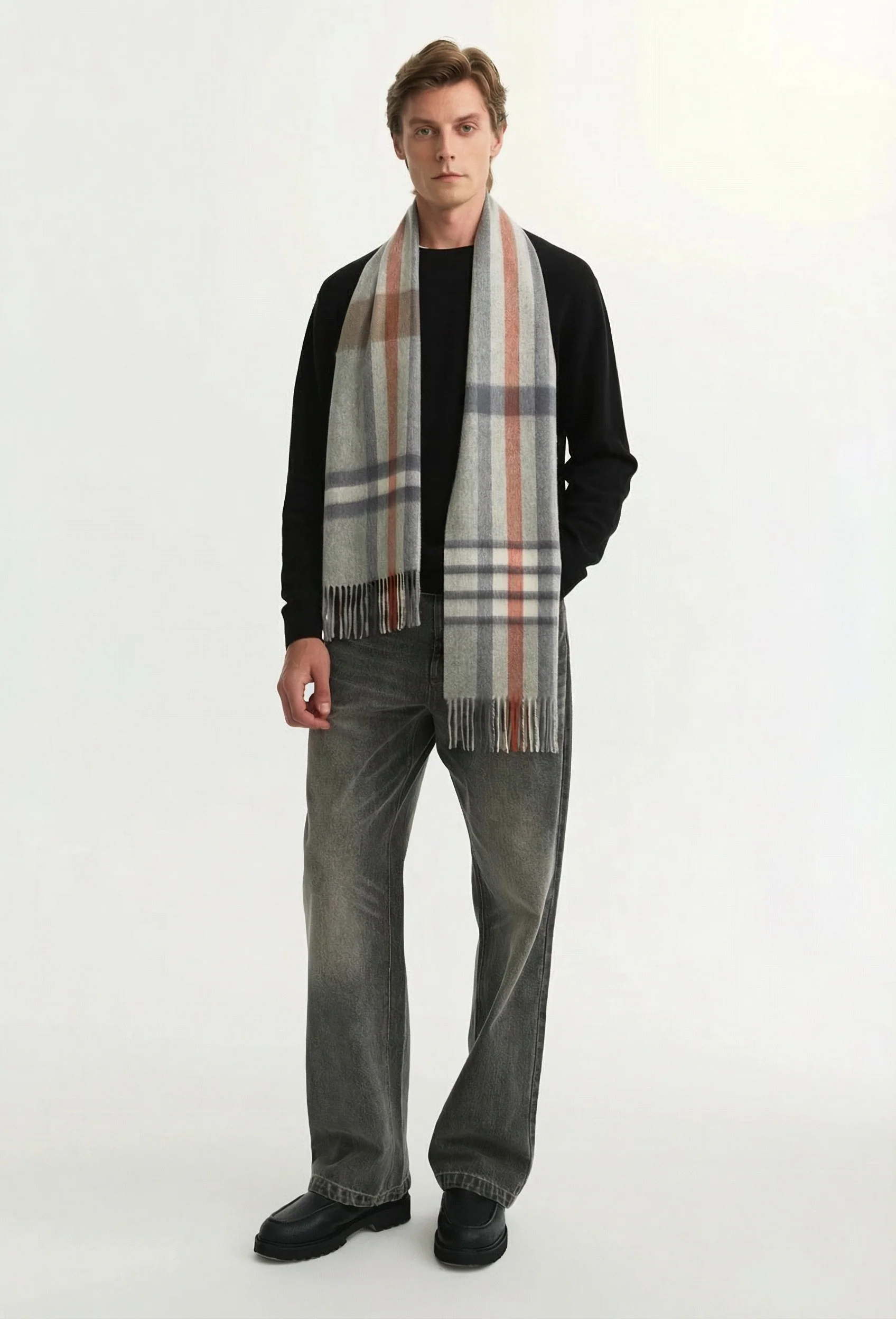Plaid Fringe Scarf