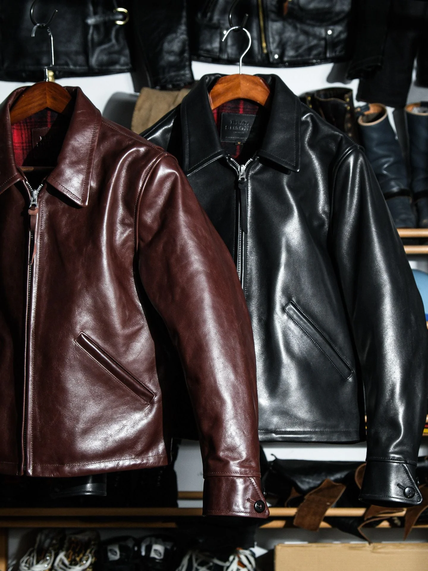Plaid-Lined Leather Jacket