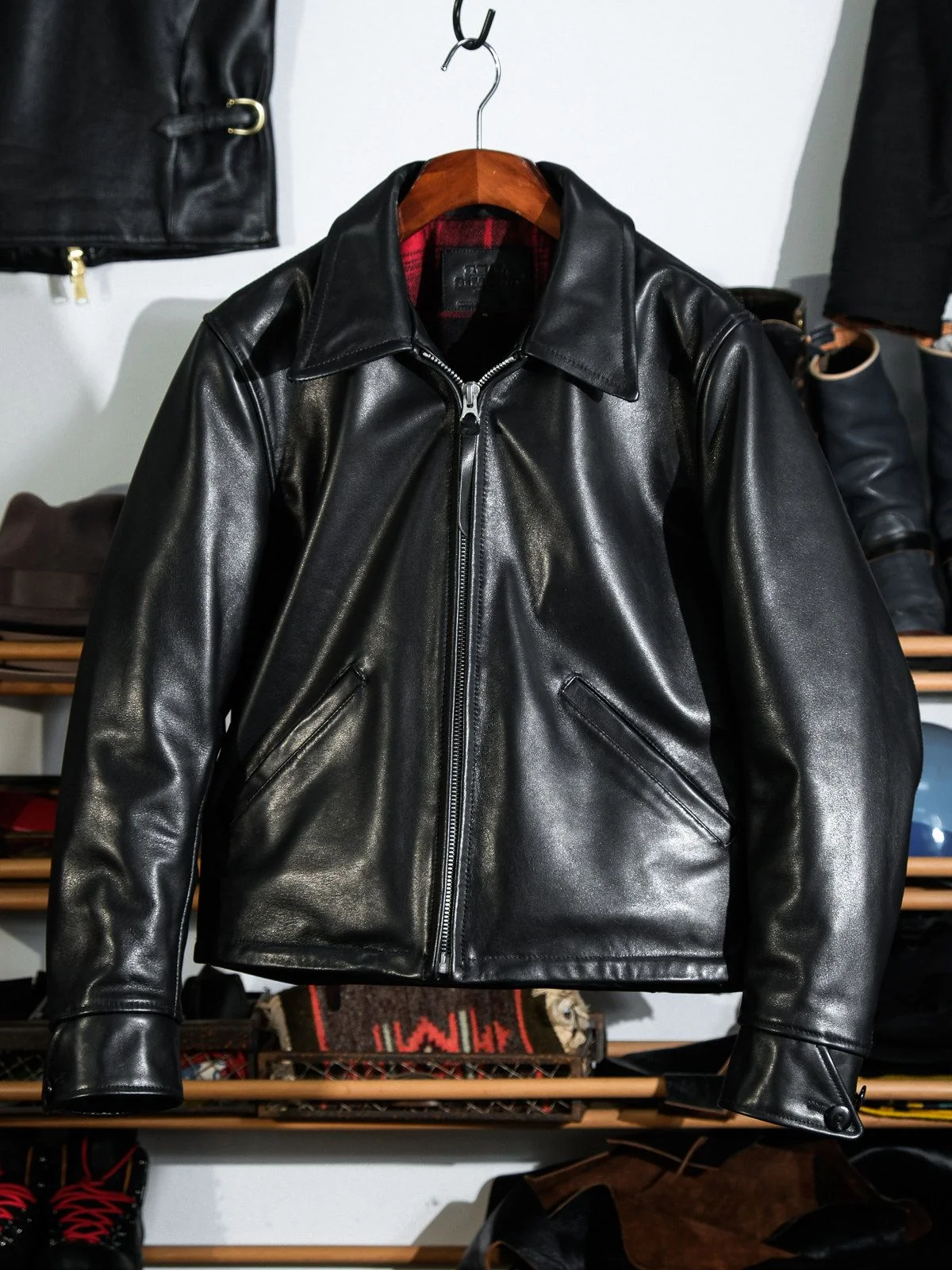 Plaid-Lined Leather Jacket - Image 2