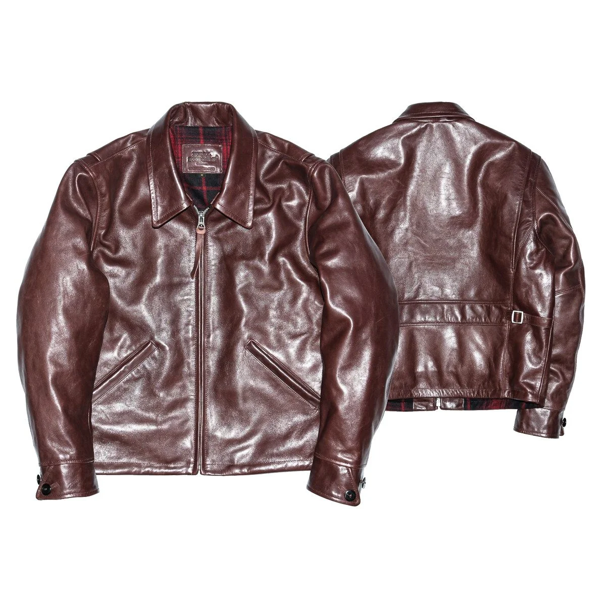 Plaid-Lined Leather Jacket - Image 5