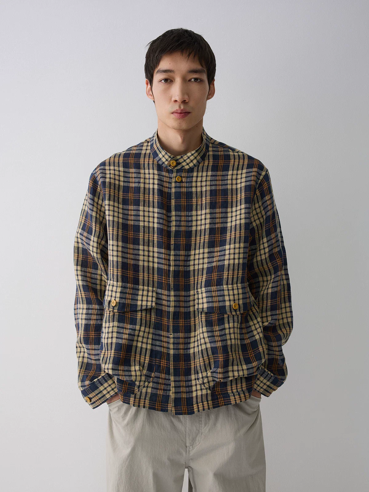Plaid Linen Overshirt - Image 7