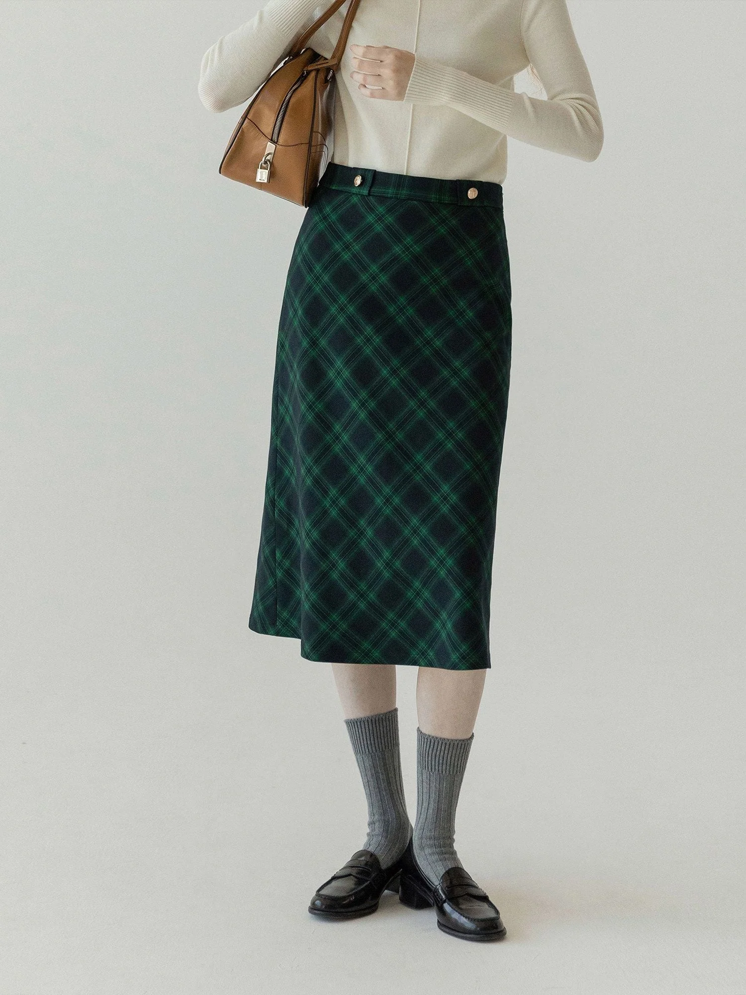 Plaid Midi Skirt