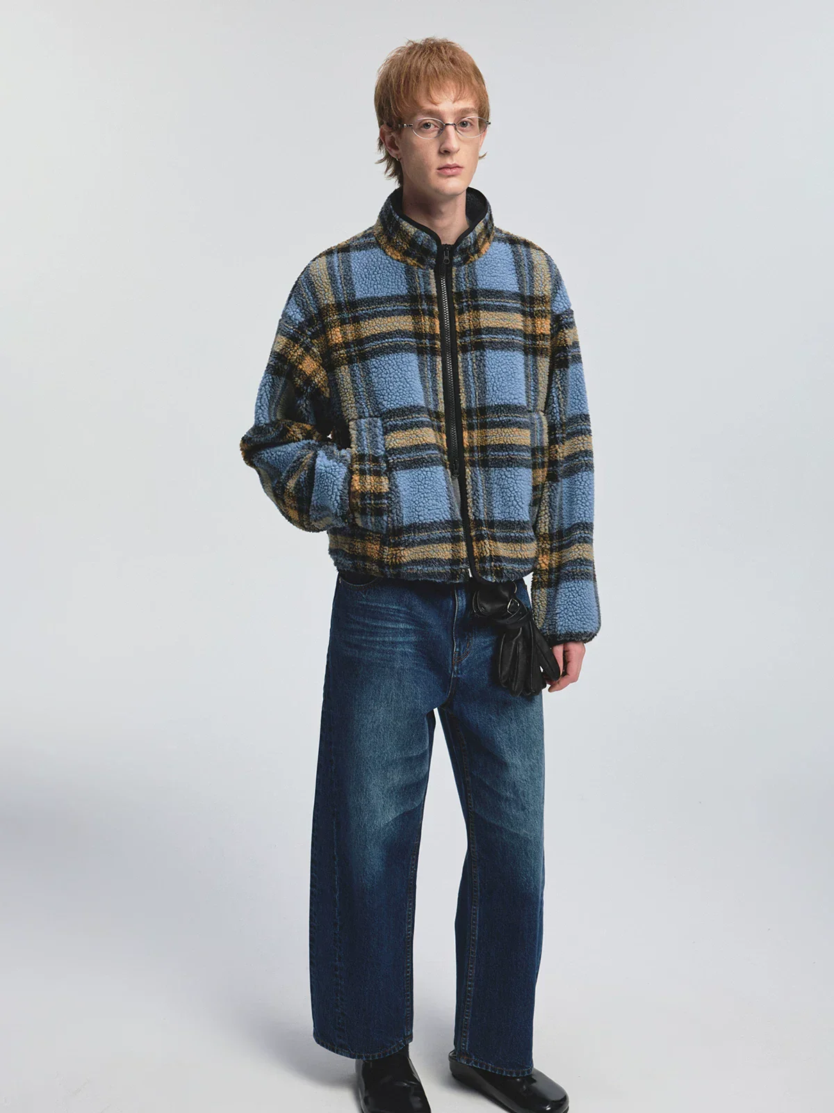 Plaid Sherpa Zip Jacket