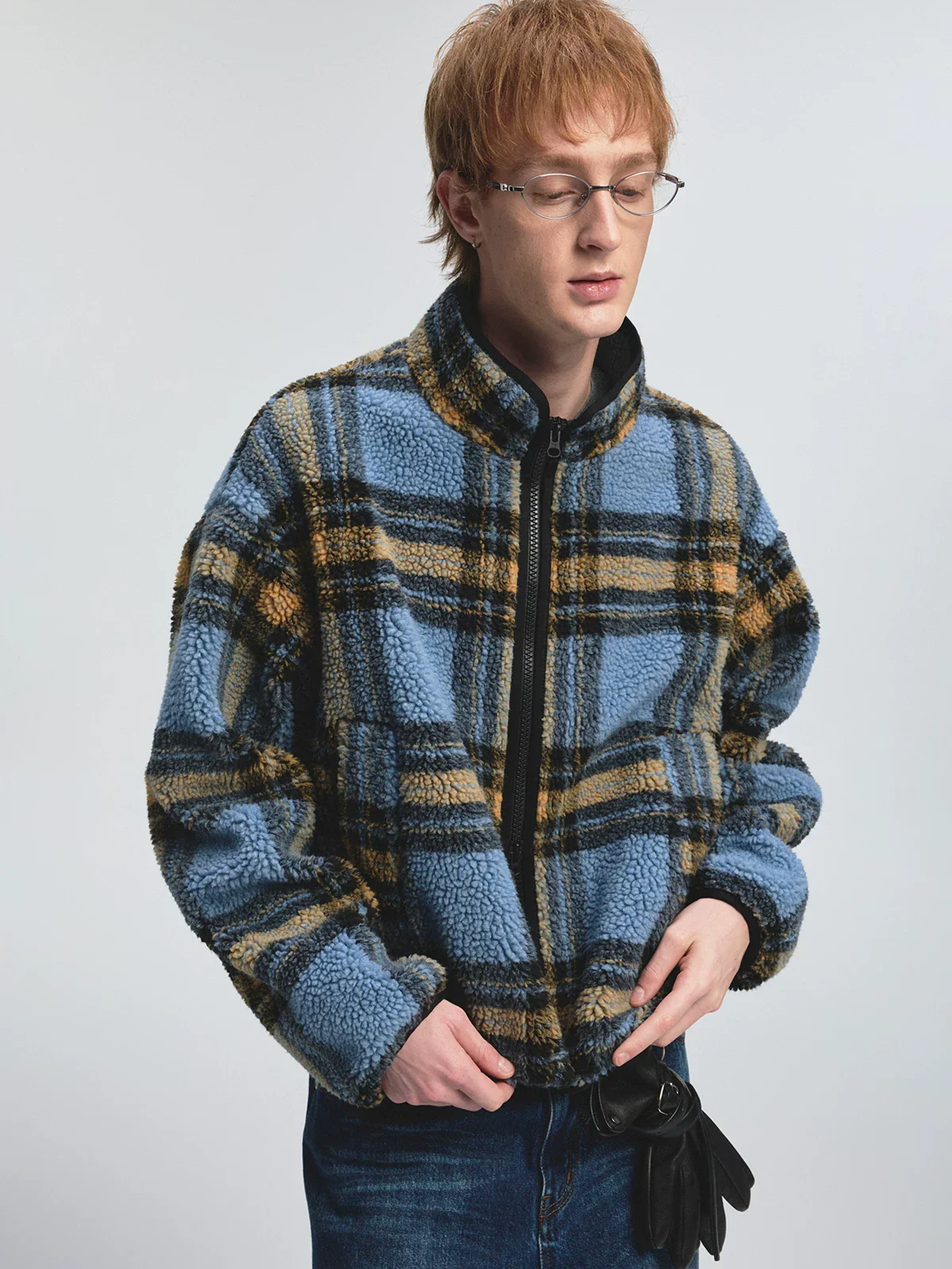 Plaid Sherpa Zip Jacket - Image 3