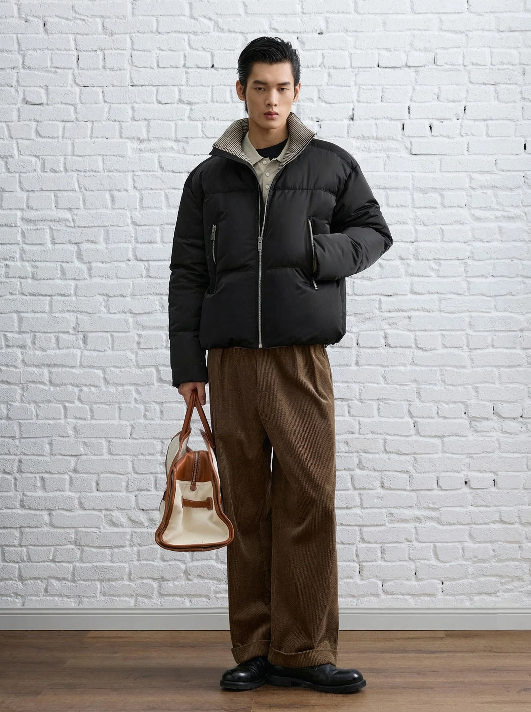 Plaid-Trim Down Puffer Jacket - Image 2