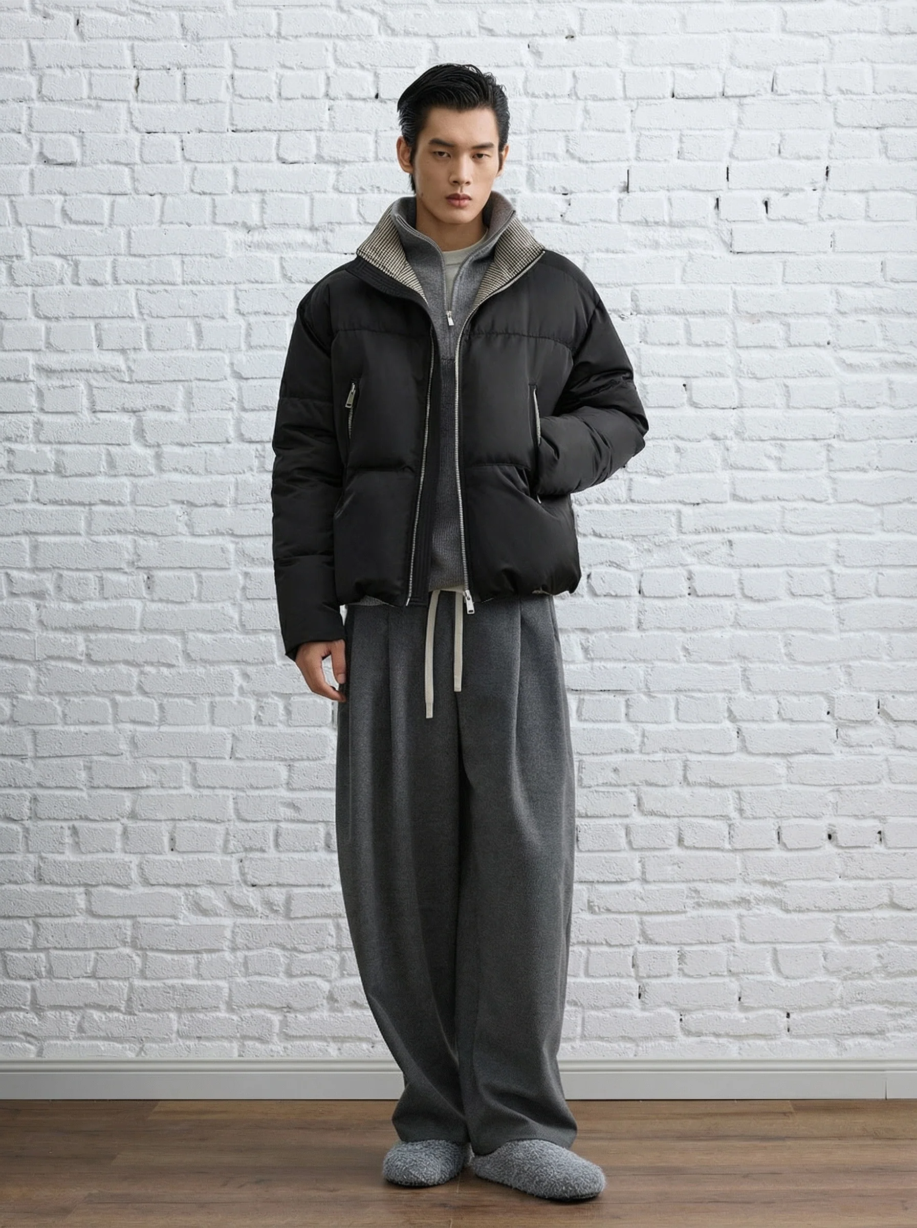 Plaid-Trim Down Puffer Jacket - Image 4