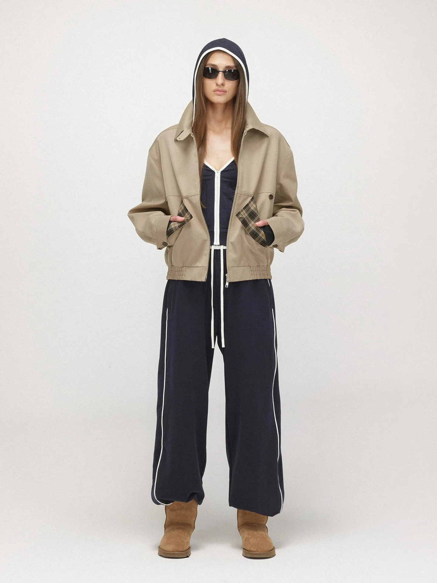 Plaid-Trim Zip Jacket - Image 3