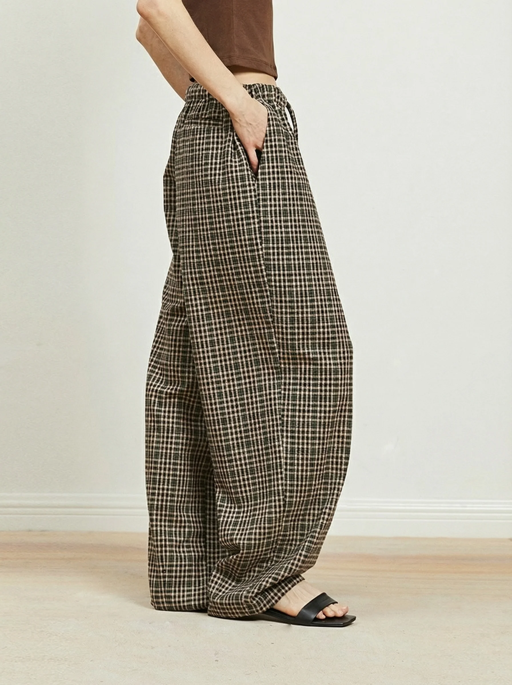 Plaid Wool-Blend Wide-Leg Pants - Image 2