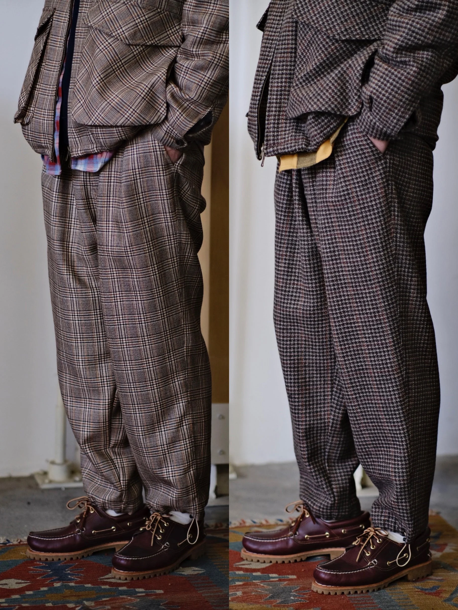 Plaid Wool Tweed Tapered Trousers - Image 2