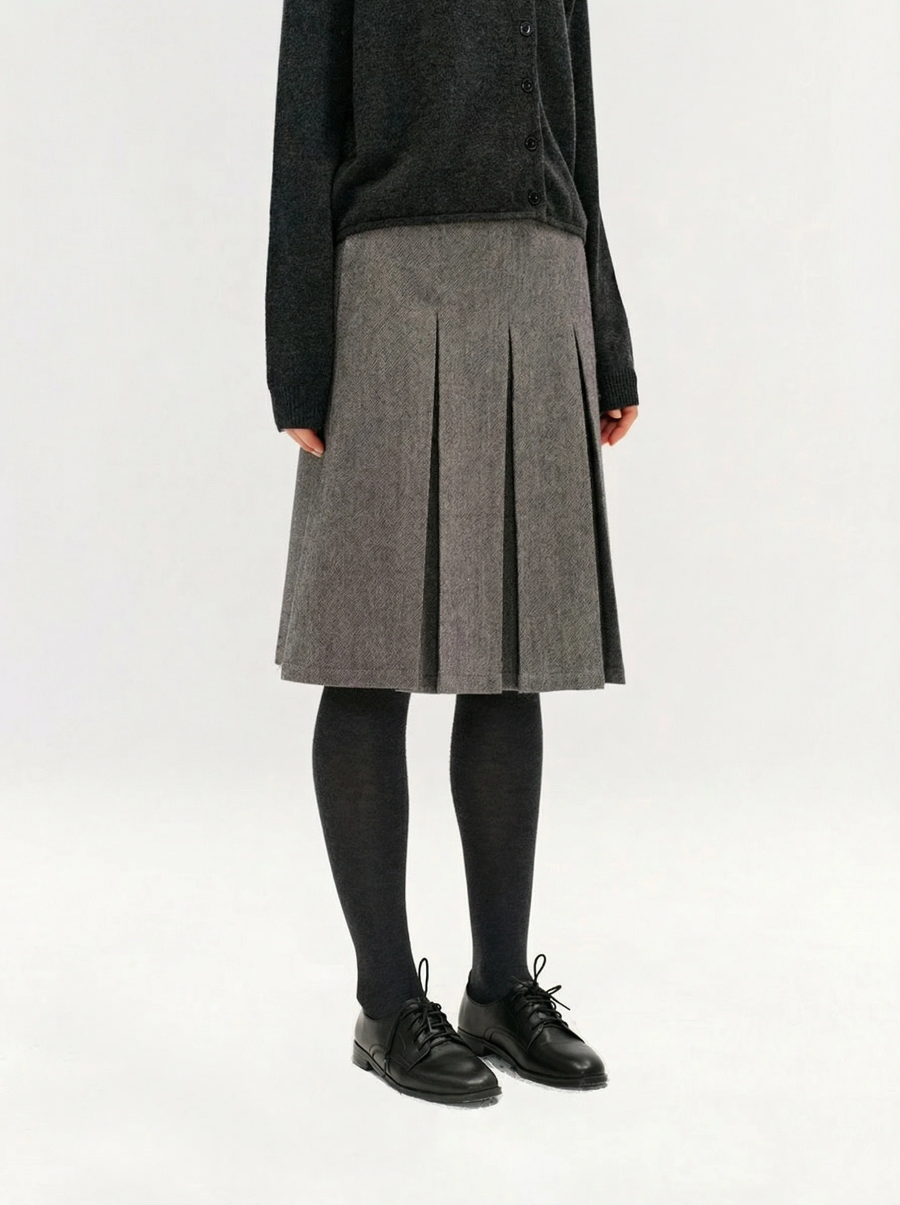 Pleated A-Line Skirt