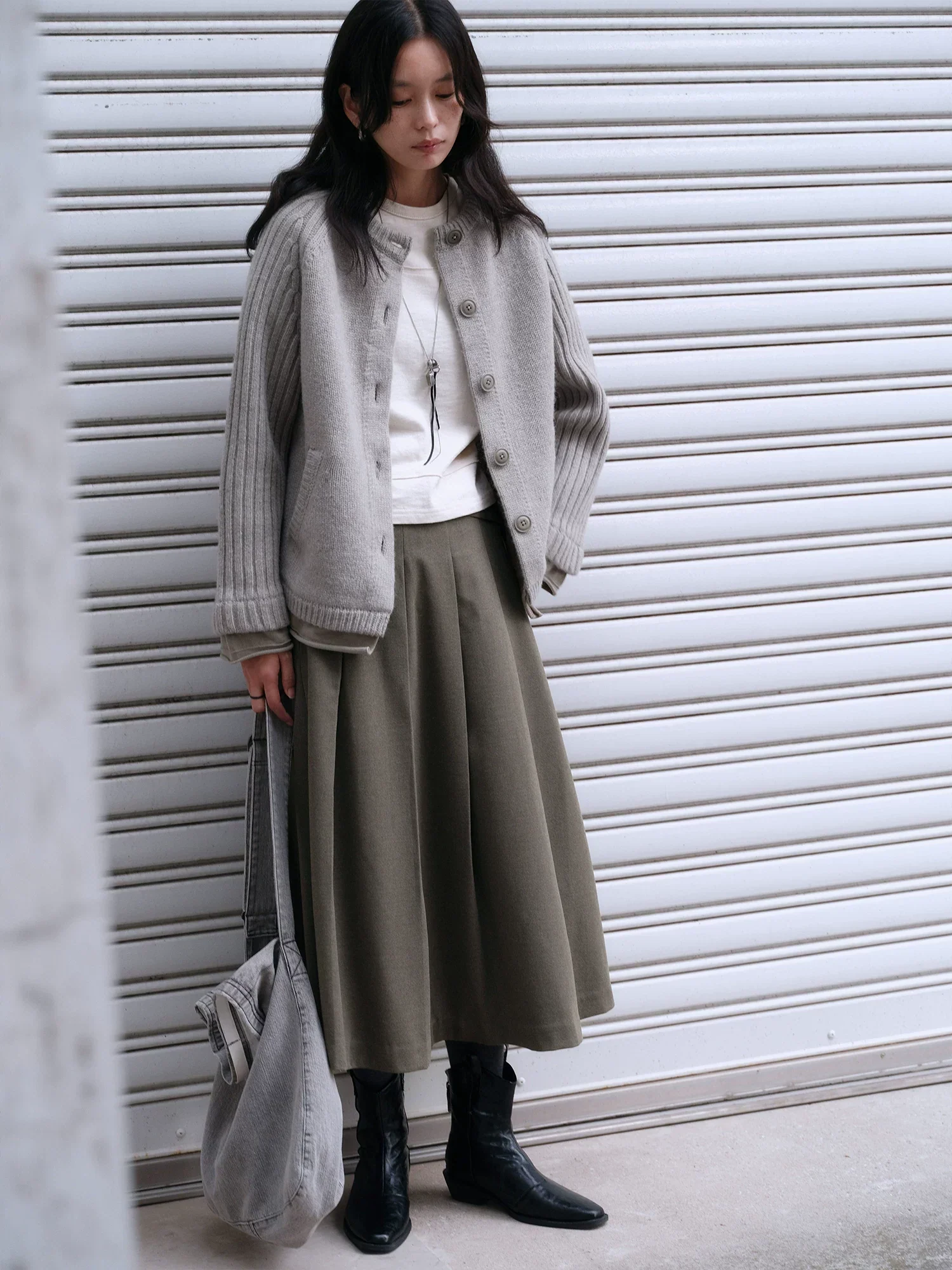 Pleated A-Line Wrap Midi Skirt - Image 4
