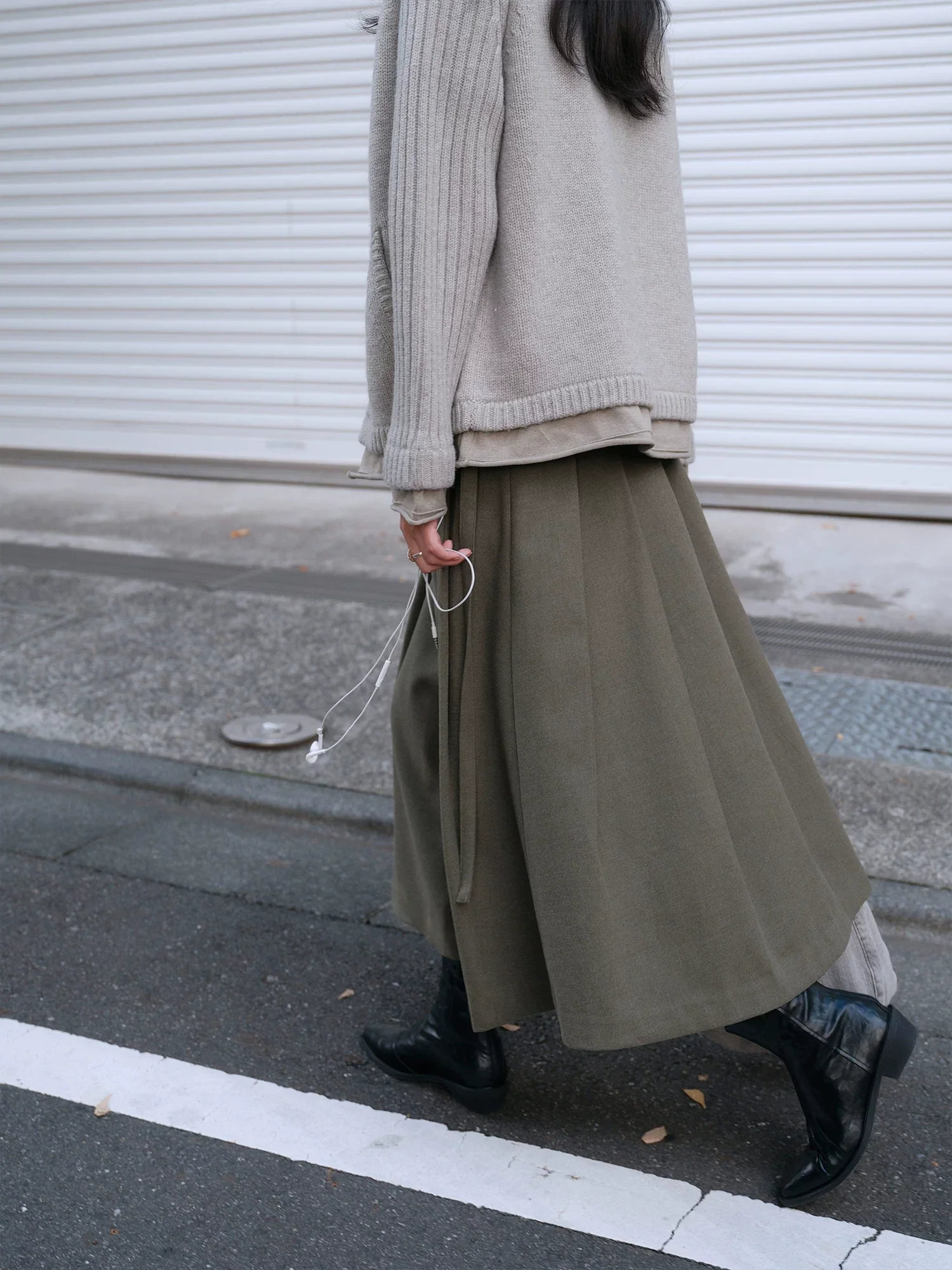 Pleated A-Line Wrap Midi Skirt - Image 5