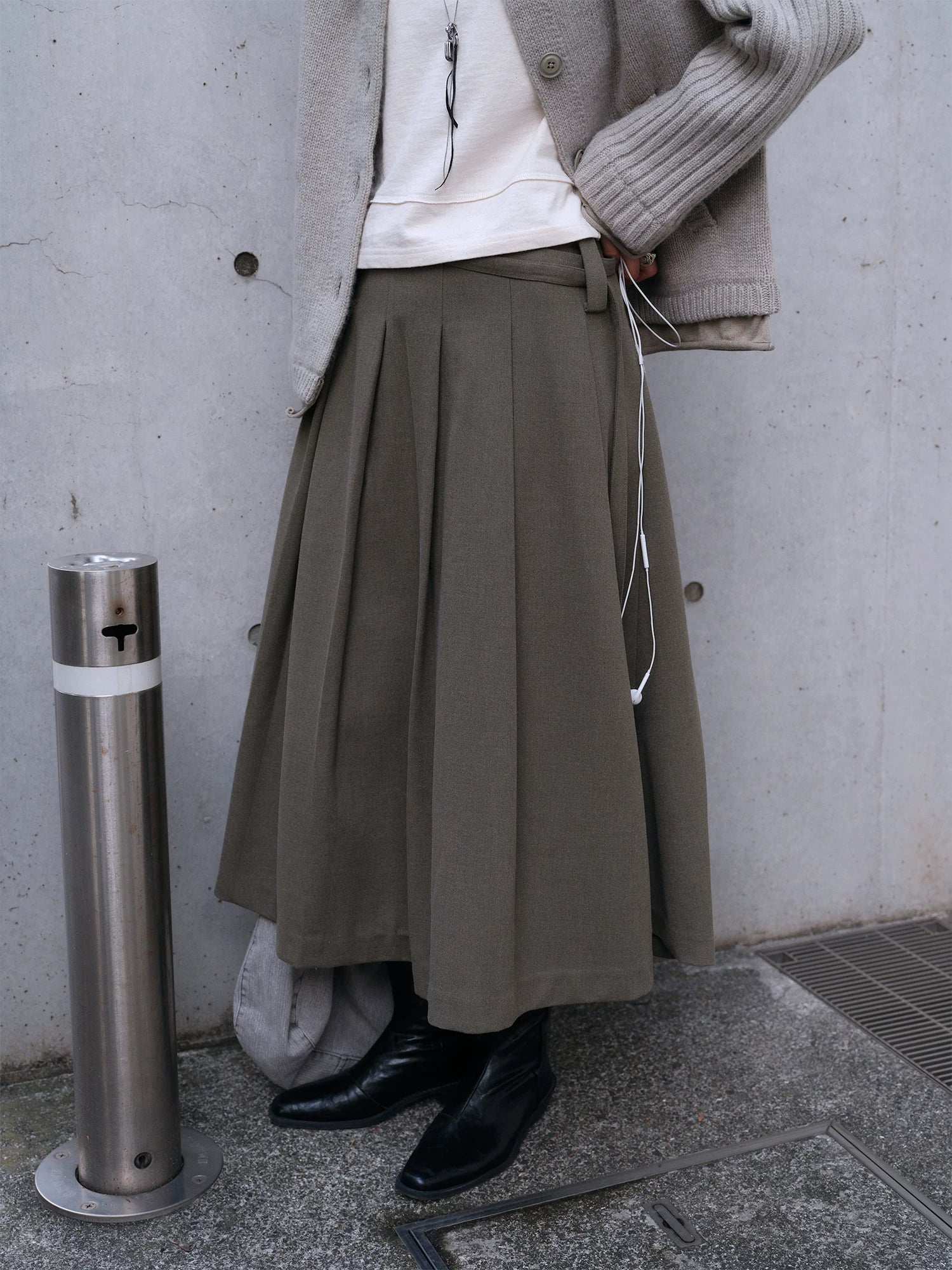 Pleated A-Line Wrap Midi Skirt - Image 6