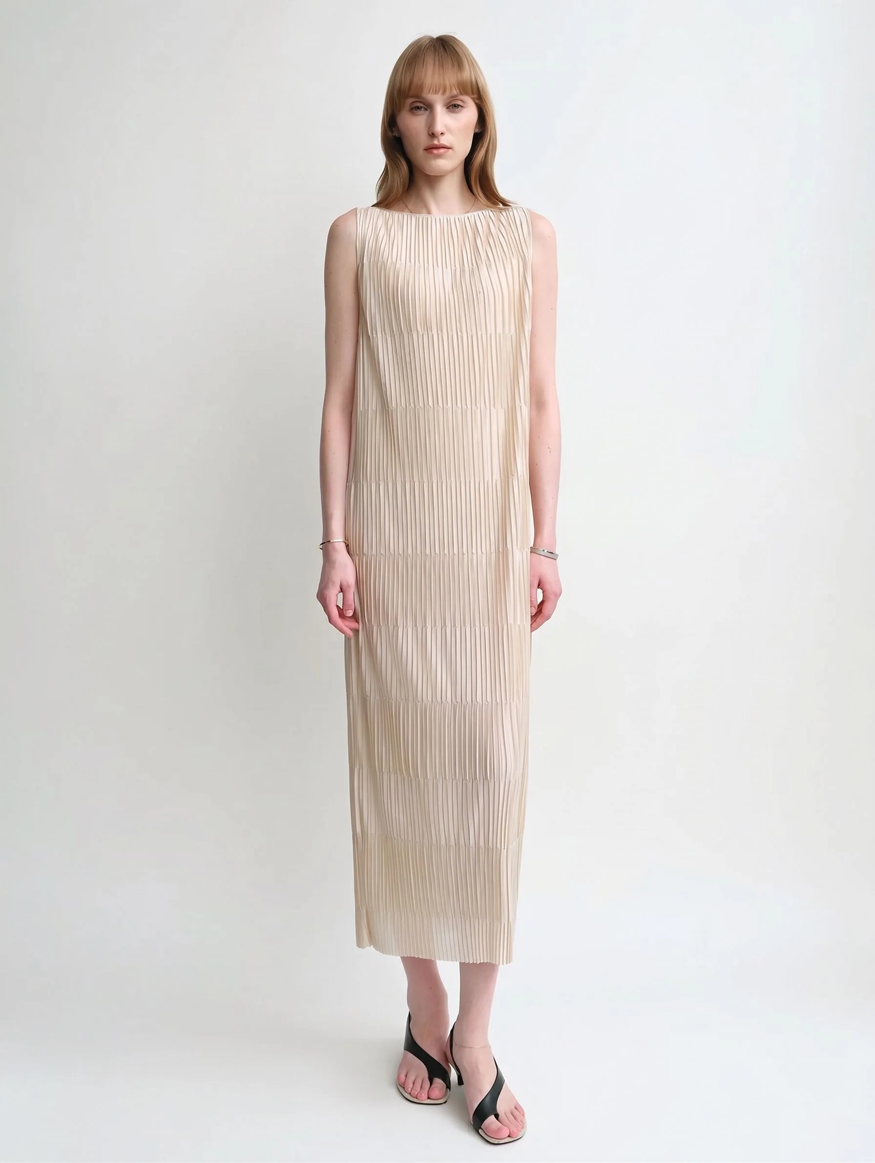 Pleated Belted Midi Dress - Image 3