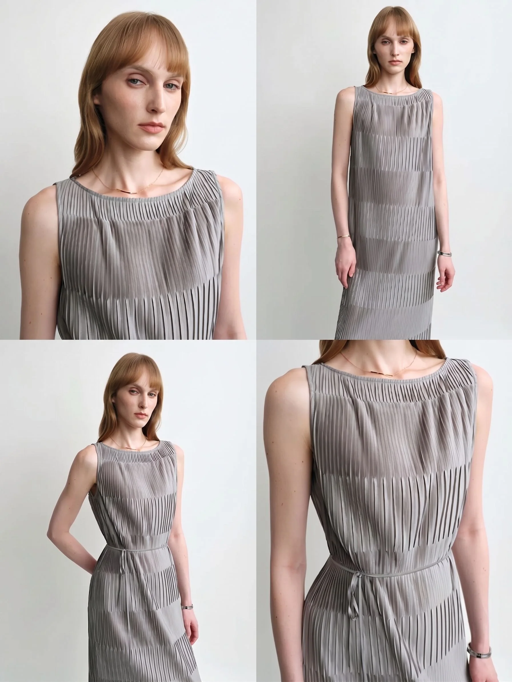 Pleated Belted Midi Dress - Image 4